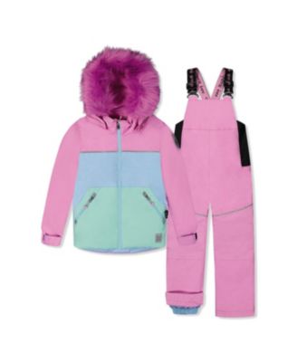  Girls' Discover Fleece Colorblock Jacket Snow Pants Two Piece Snowsuit - Little Kid, Big Kid
