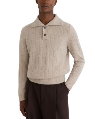 Littleton Wool Half Button Diagonal Stitch Sweater
