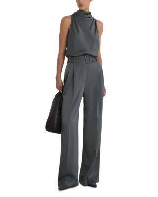 Petite Erica Matte Satin Belted Jumpsuit
