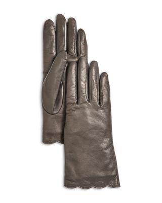 Scalloped Nappa Leather Gloves