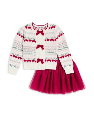 Girls' Cherry Chic Cardigan & Tulle Skirt Set - Little Kid