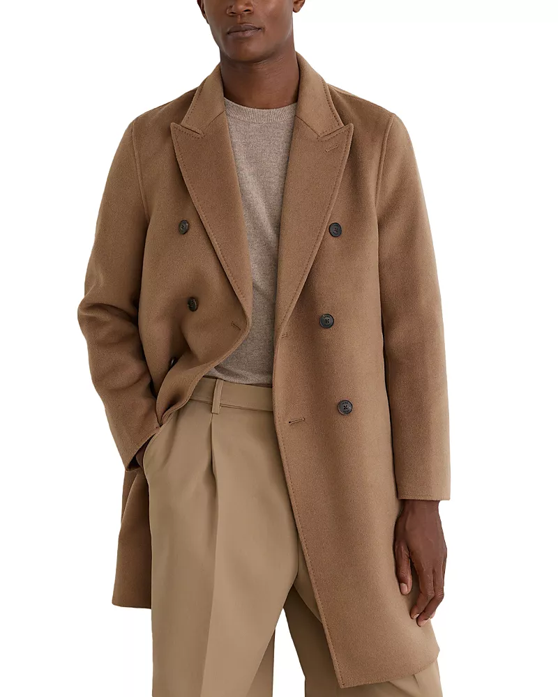 Reiss Dusk Wool Blend Double Breasted Overcoat