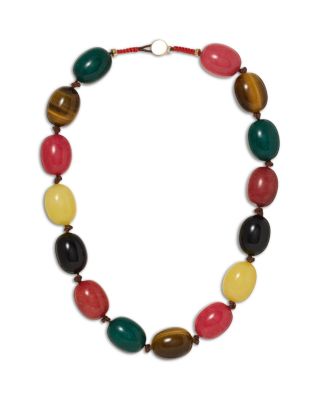 The Multi Pebble Stone Statement Necklace, 15"