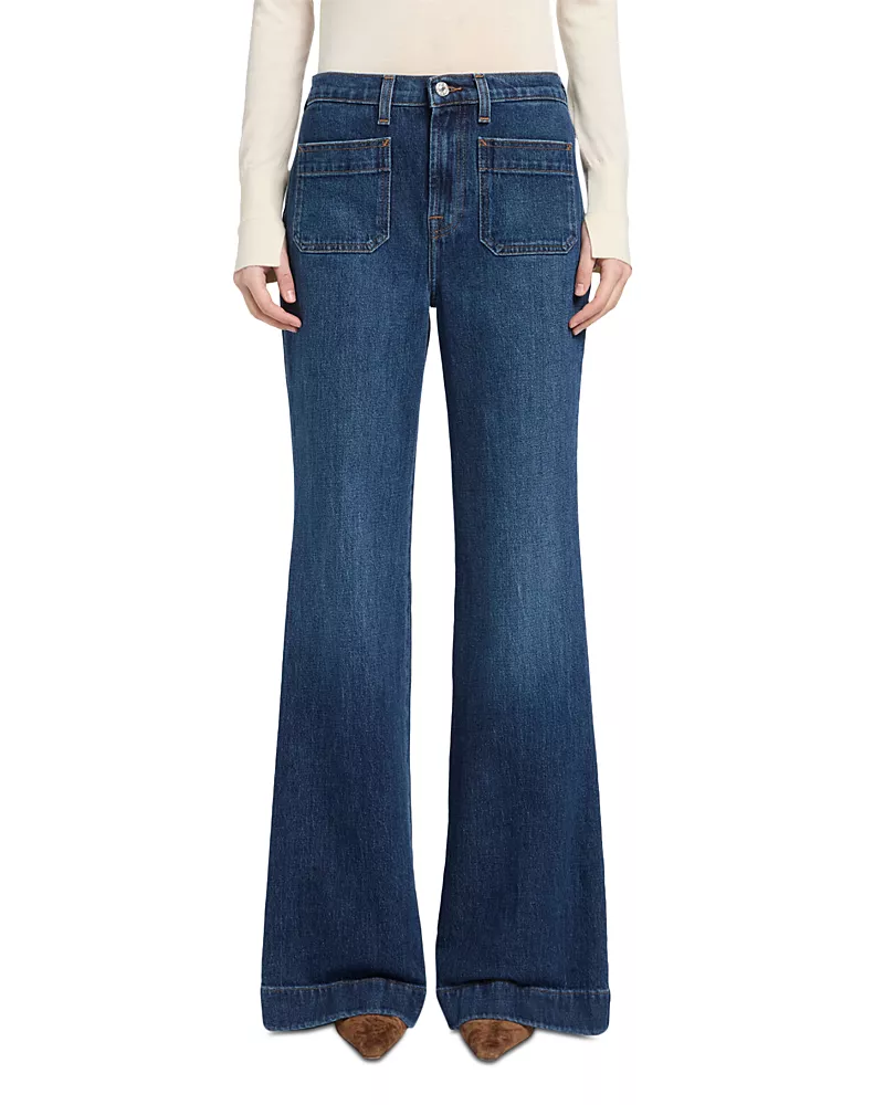 7 For All Mankind Modern Dojo High Rise Flare Jeans in Radar