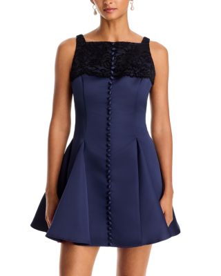 Lace Trim Satin Mini Dress - Exclusive