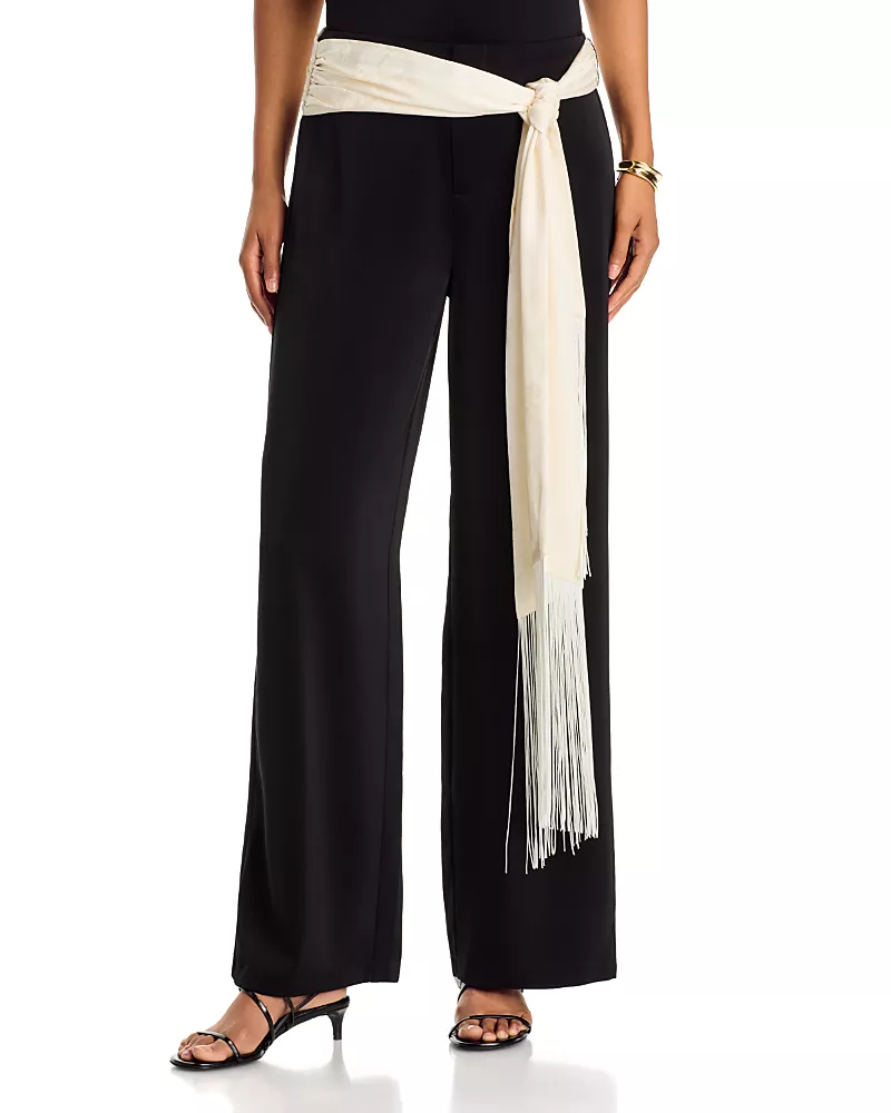 Aqua Satin Fringe Scarf Pants - Exclusive