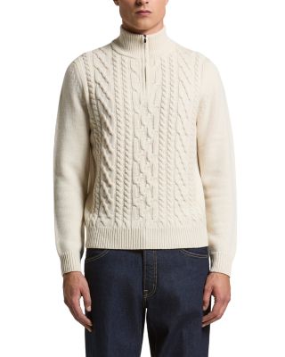 Peserico Wool Cable Knit Quarter Zip Sweater