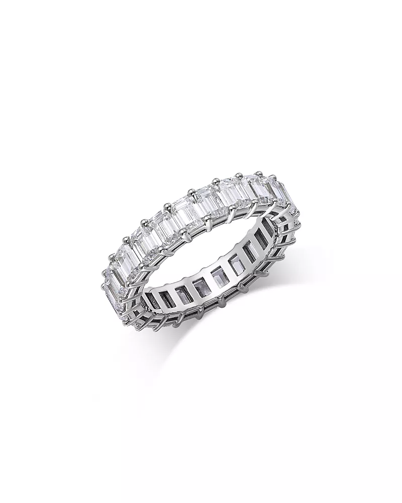 Bloomingdale's Fine Collection Luxe Collection Certified Lab Grown Diamond Emerald Cut Eternity Band in 18K White Gold, 5.0 tcw