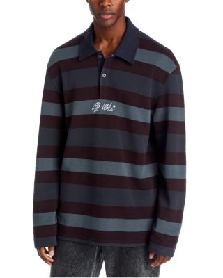 Stroke Striped Relaxed Fit Long Sleeve Polo