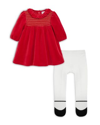 Girls' Gold Tone Smocked Dress & Tights Set - Baby
