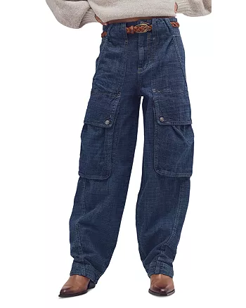 Brentwood Textured High Rise Cargo Jeans