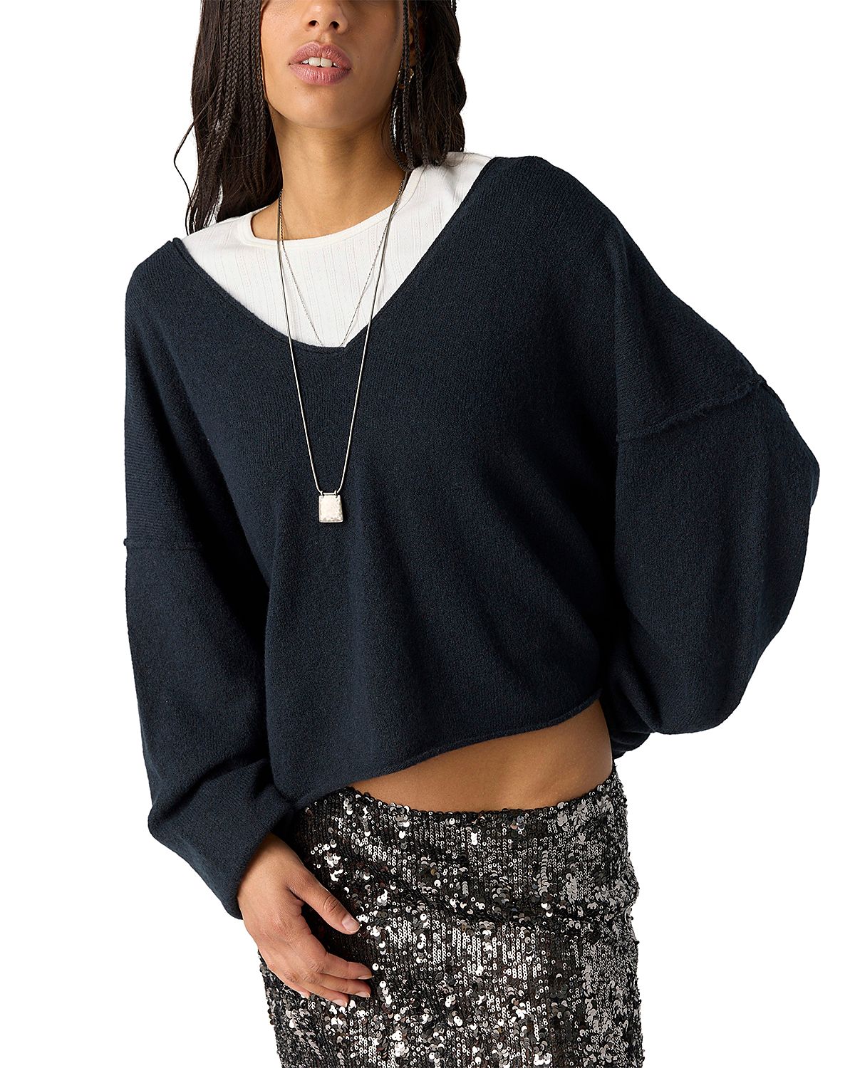 Free People See Me V Neck Sweater