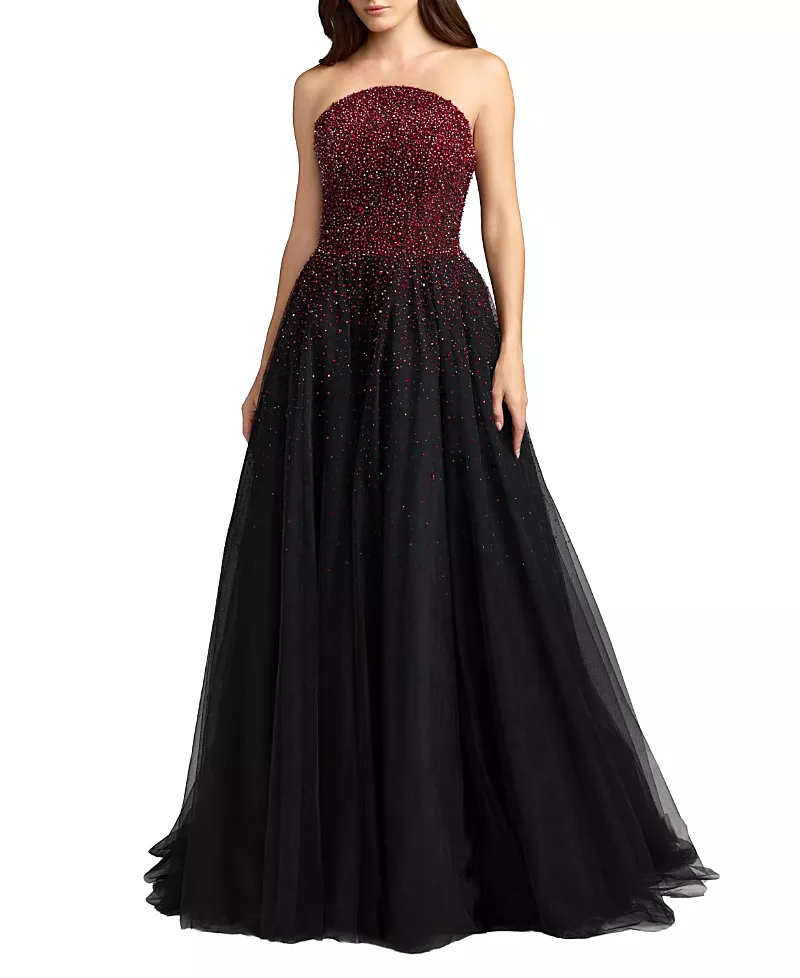 Mac Duggal Embellished Tulle Strapless Ball Gown