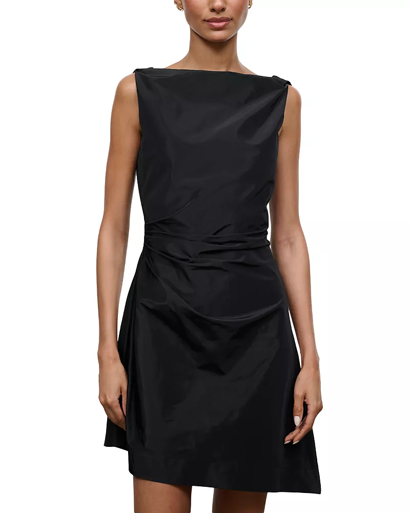 Staud Callie Taffeta Asymmetric Mini Dress