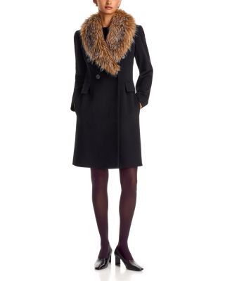 Wool Faux Fur Trim Coat