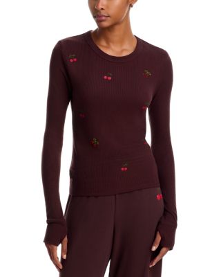 Alexa Red Cherries Long Sleeve Fitted Tee - Exclusive