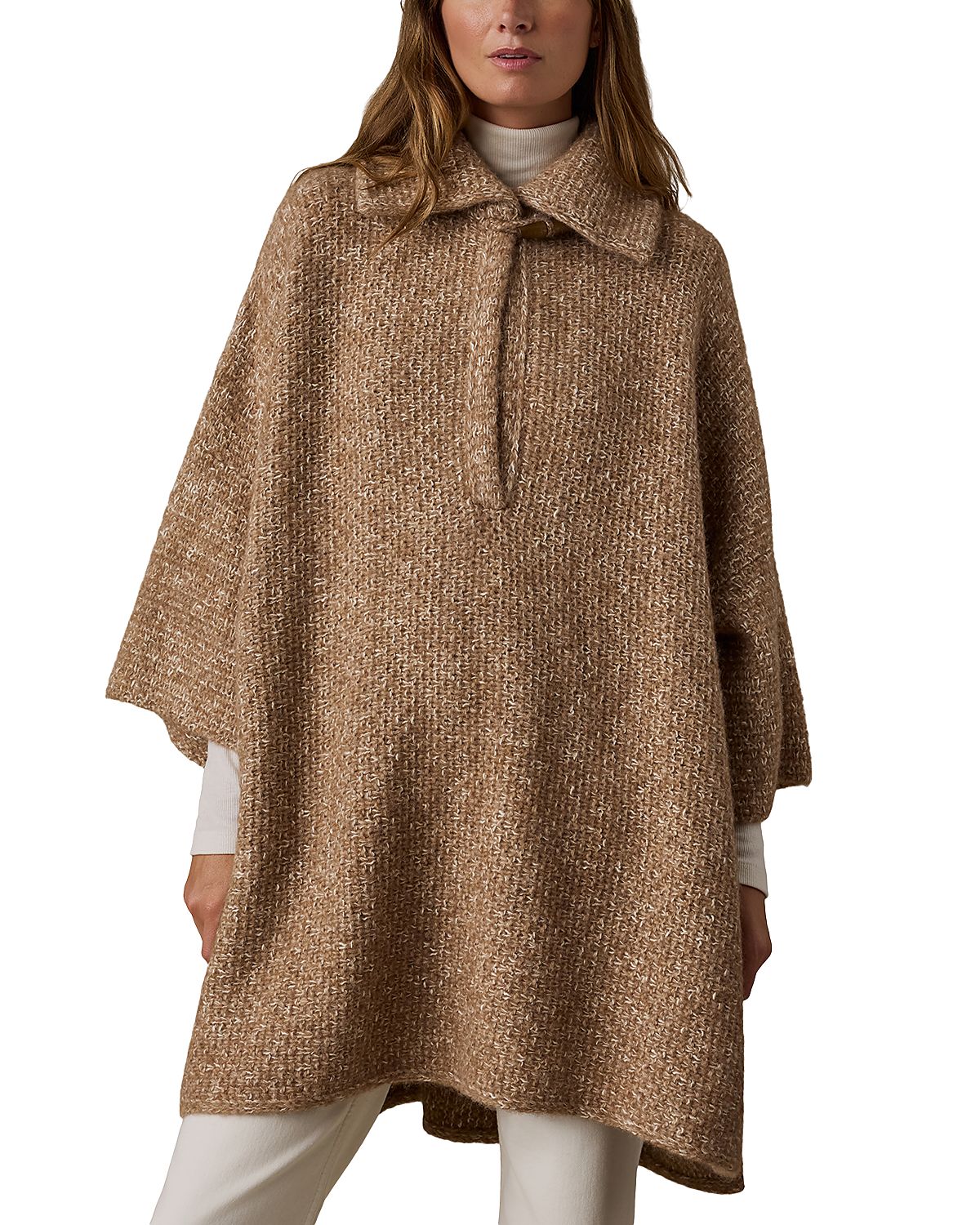 Faherty Apres Cotton & Alpaca Poncho Sweater