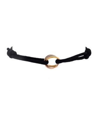  Trinity On Cord Bracelet Silk Cord with 18K Tricolor Gold