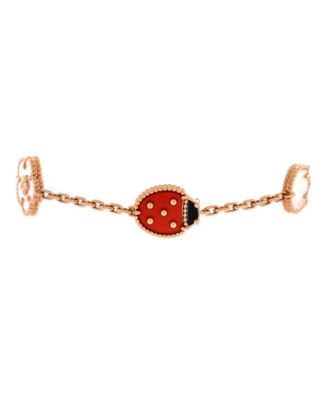  Lucky Spring 5 Motifs Bracelet 18K Rose Gold and Mother of Pearl with Onyx and Carnelian