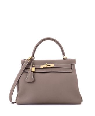 Kelly 28 Handbag Grey Togo with Gold Hardware