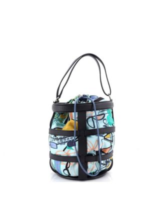 Musardine Bucket Bag Printed Silk with Leather