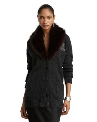 Faux Fur Trim Cardigan