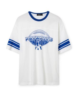  Unisex NFL New England Patriots Oversized Striped Ringer Tee