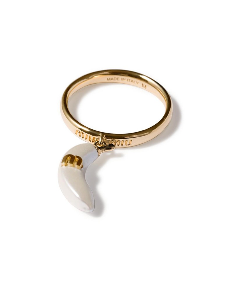 Miu Miu Metal Ring in Gold/Cream