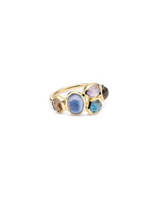 18K Yellow Gold Rock Candy Multi Gemstone Cluster Statement Ring