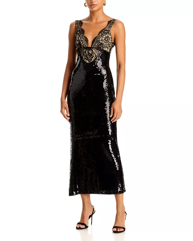 Bardot Torie Lace Sequin Maxi Dress