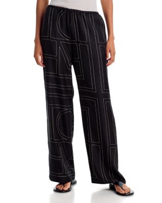 Silk Monogrammed Pull On Pajama Pants