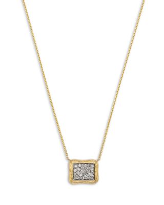 Bloomingdale's Fine Collection Diamond Pave Rectangle Pendant Necklace in 14K Yellow Gold, 0.37 tcw