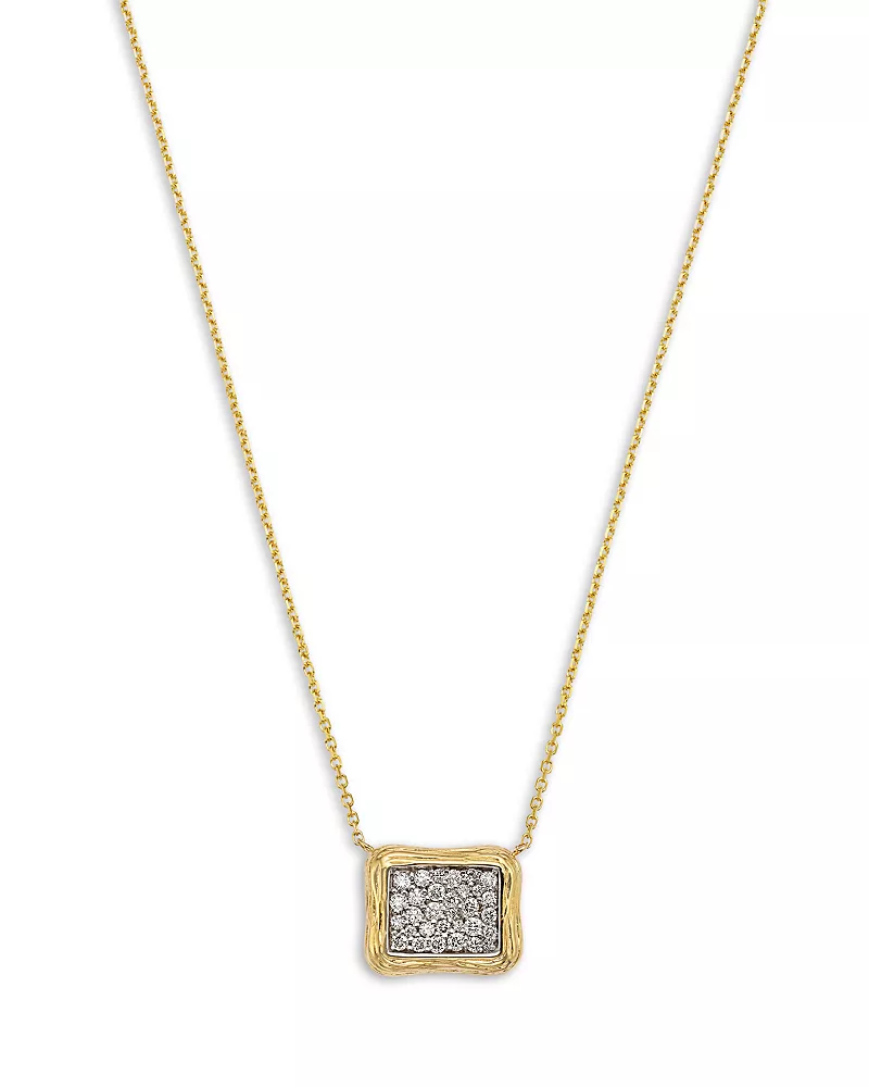 Bloomingdale's Fine Collection Diamond Pave Rectangle Pendant Necklace in 14K Yellow Gold, 0.37 tcw