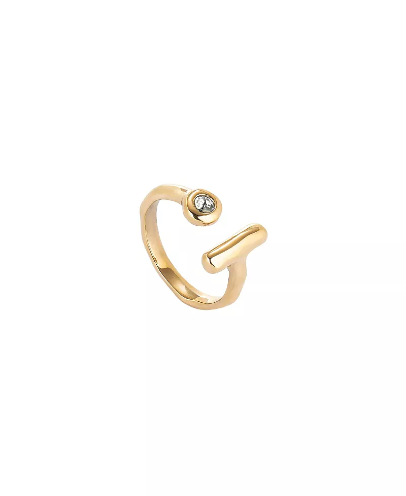 UNOde50 Open 18K Gold-Plated Ring with White Topaz
