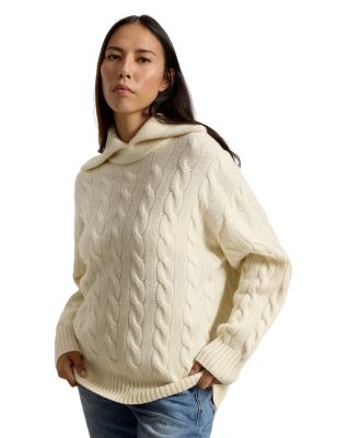 Wool & Cashmere Cable Wide Collar Sweater