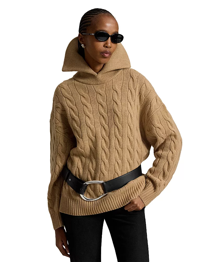Polo Ralph Lauren Wool & Cashmere Cable Wide Collar Sweater