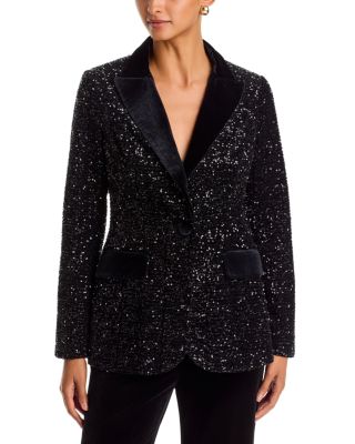 Sequin Embellished Velvet Blazer