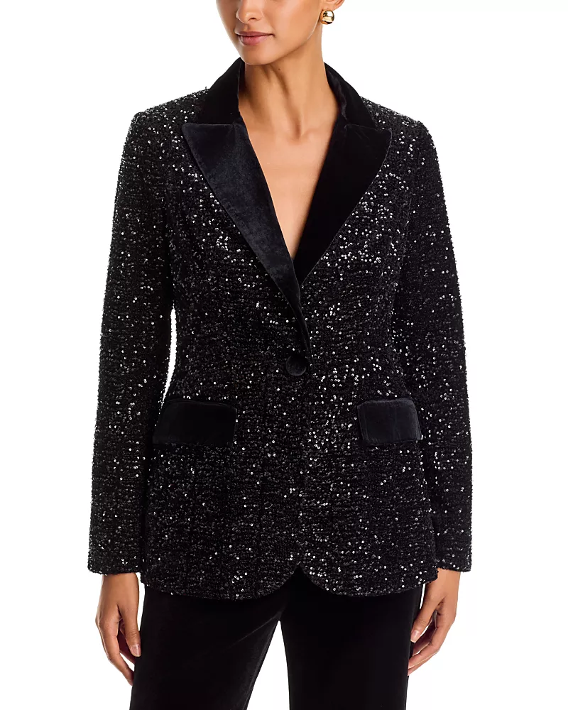 Teri Jon by Rickie Freeman Sequin Embellished Velvet Blazer