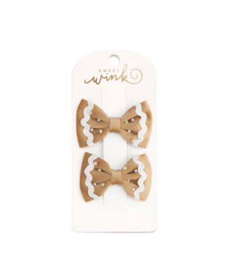 Girls' Gingerbread Christmas Velvet Bow Clip Set - Little Kid, Big Kid