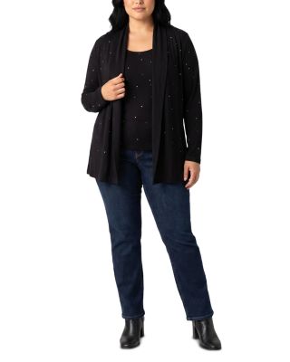 Plus Embellished Drape Cardigan