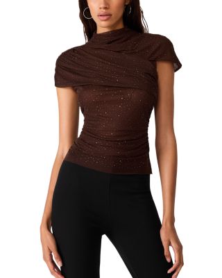 Evereth Ruched Glitter Knit Top