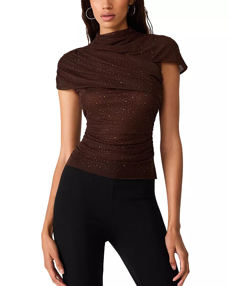 Steve Madden Evereth Ruched Glitter Knit Top