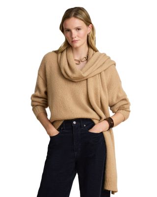 Lauren Ralph Lauren Wool & Mohair Blend Scarf Trim Sweater