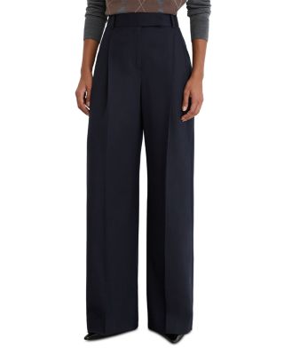 Luna Wool Blend Pleated Wide Leg Pants