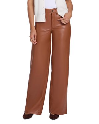 Teresa High Rise Faux Leather Stretch Wide Leg Jeans in Black