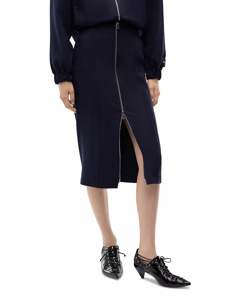 Pinko Ginepro Flannel Zip Front Skirt