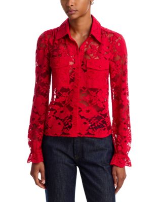 Priya Mesh Lace Button Up Shirt
