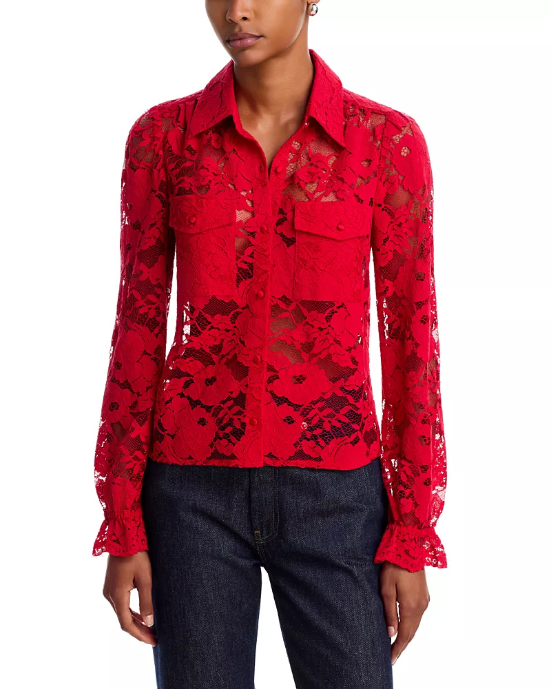 Generation Love Priya Mesh Lace Button Up Shirt