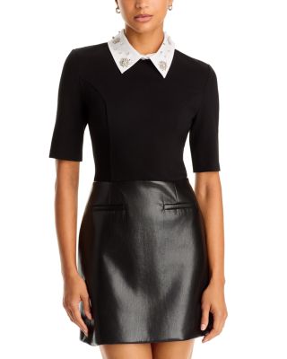 Caitlyn Ponte Knit Faux Leather Combo Dress