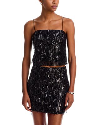Norma Sequin Fringe Cropped Top
